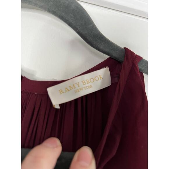 Ramy Brook Audrey Elastic Waist Dark Red Maxi Dress Sz S Burgundy Bordeaux - Picture 7 of 12